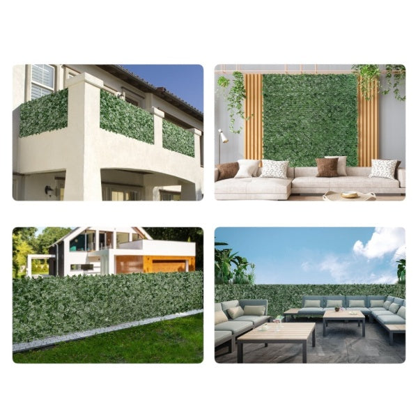 Gard viu artificial cu frunze realistice, usor de montat, pentru decor exterior si interior, 1m x 3 m