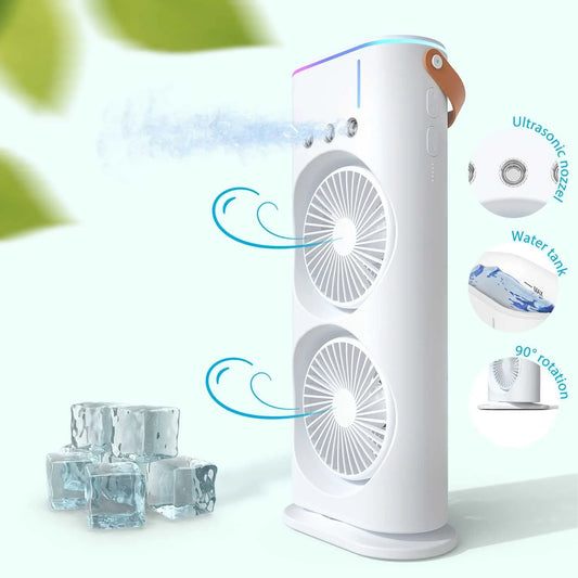 Ventilator portabil de birou cu umidificare prin pulverizare si telecomanda