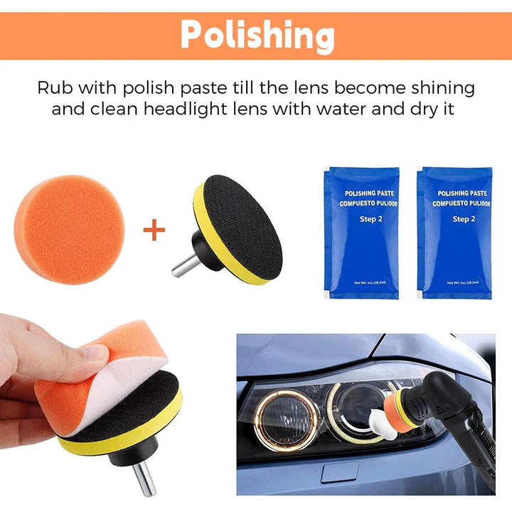 Kit polish 16 piese pentru Restaurarea Lentilelor Farurilor de Mașină