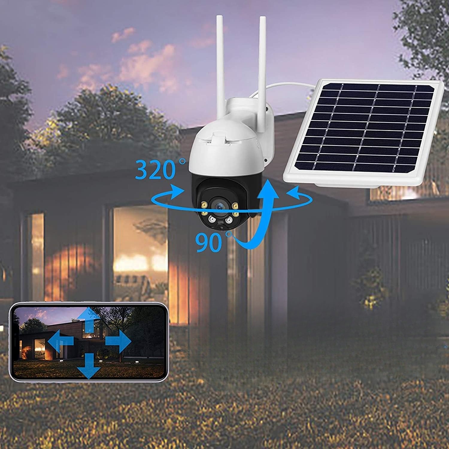 Camera de supraveghere cu panou solar,wifi si difuzor incorporat