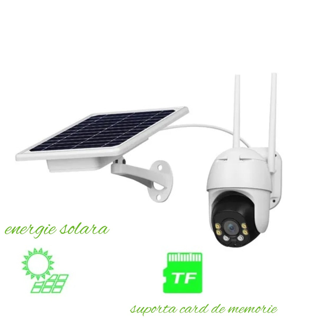 Camera de supraveghere cu panou solar,wifi si difuzor incorporat