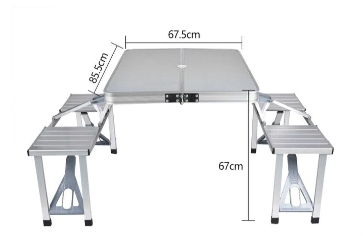 Masa pliabila Picnic tip Geamantan cu 4 Scaune din Aluminiu Modelul Mare