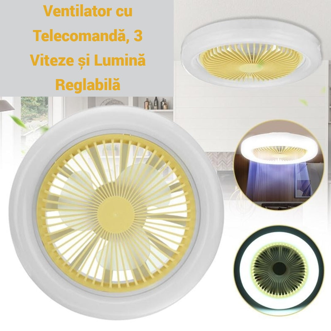 Lampa de tavan cu ventilator ,3 viteze si lumina regrabila