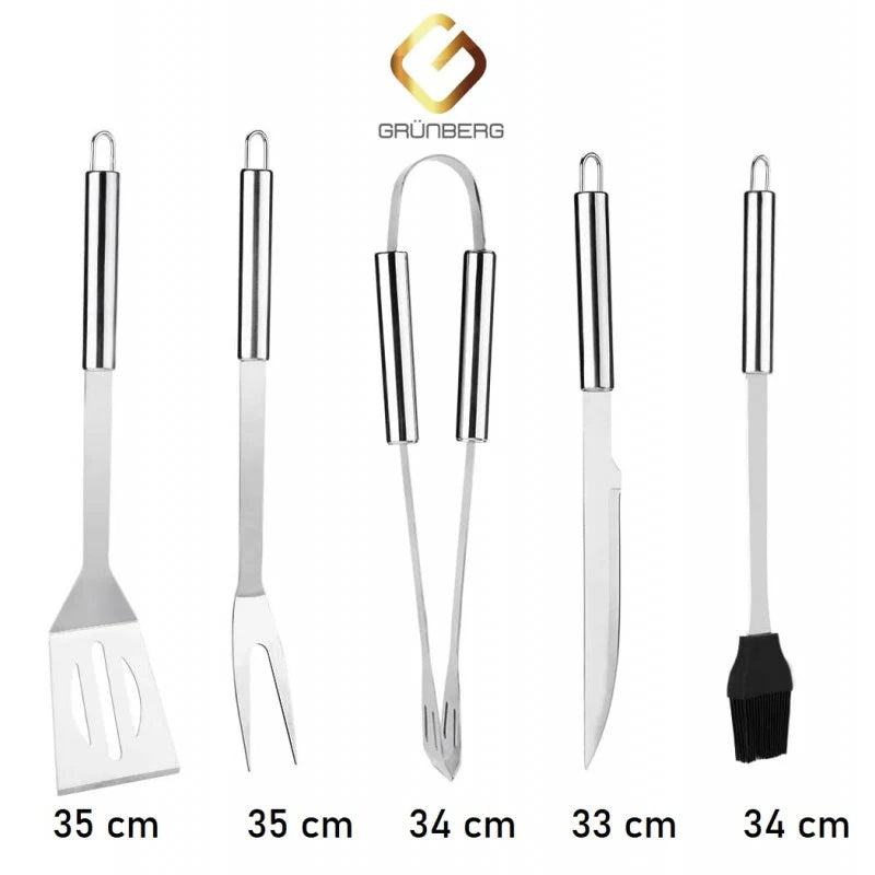 Set Ustensile din Inox pentru gratar, 5 piese, Grunberg