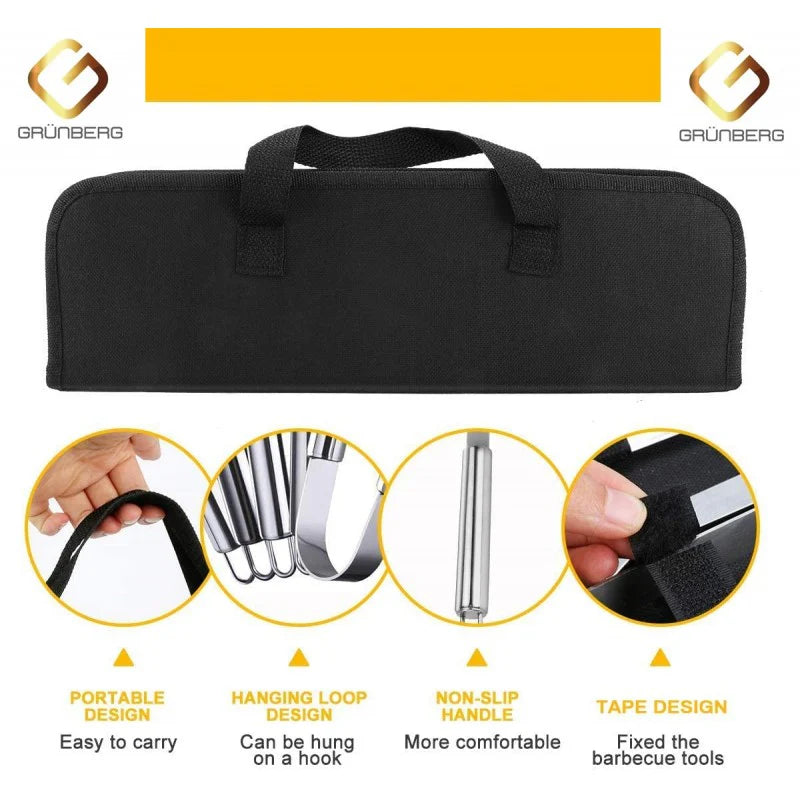 Set Ustensile din Inox pentru gratar, 5 piese, Grunberg