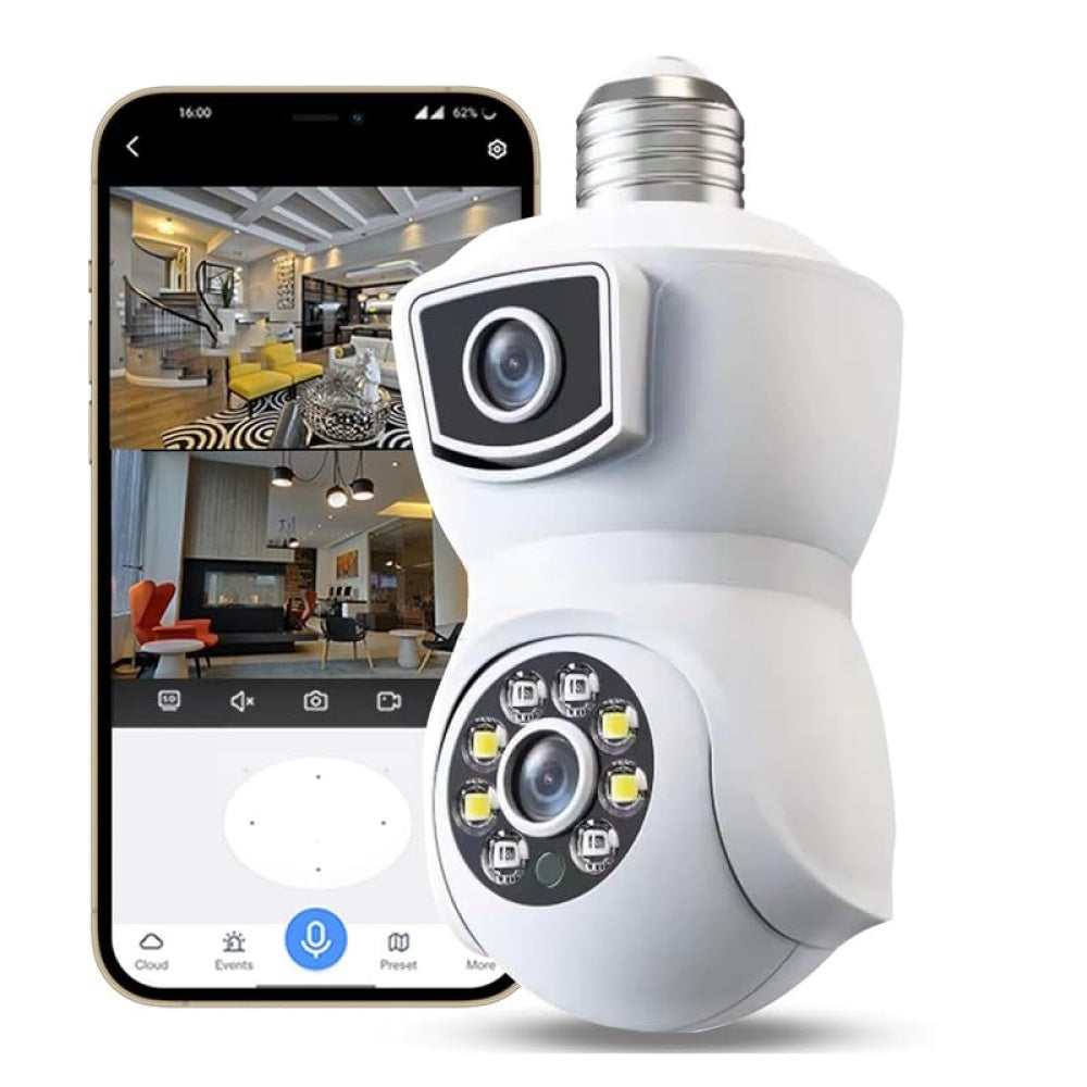 Bec Cameră de Supraveghere 1080P, Monitorizare de pe telefon, Vedere Nocturnă Color și Alerta de Miscare
